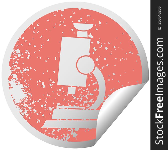 Distressed Circular Peeling Sticker Symbol Science Microscope