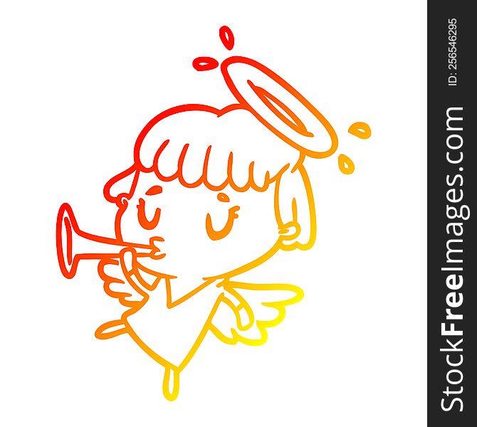 warm gradient line drawing of a cute angel