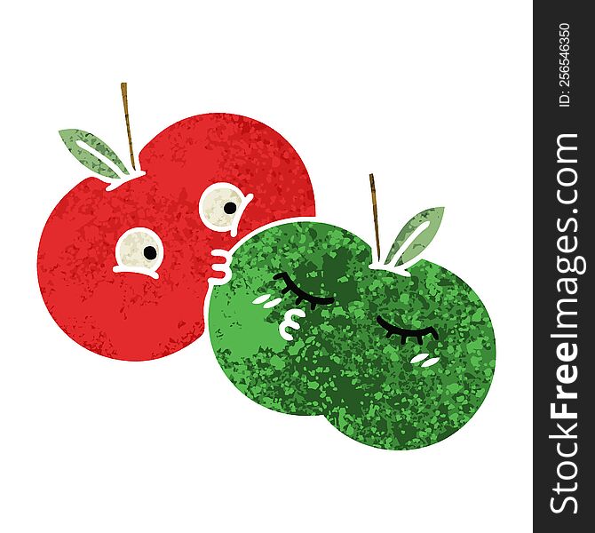 Retro Illustration Style Cartoon Apples