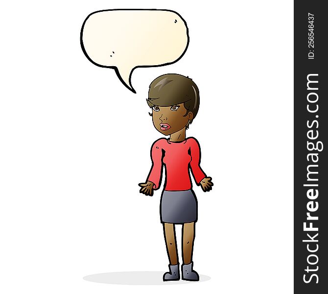 cartoon confused woman with speech bubble