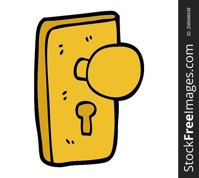 cartoon doodle door handle with keyhole