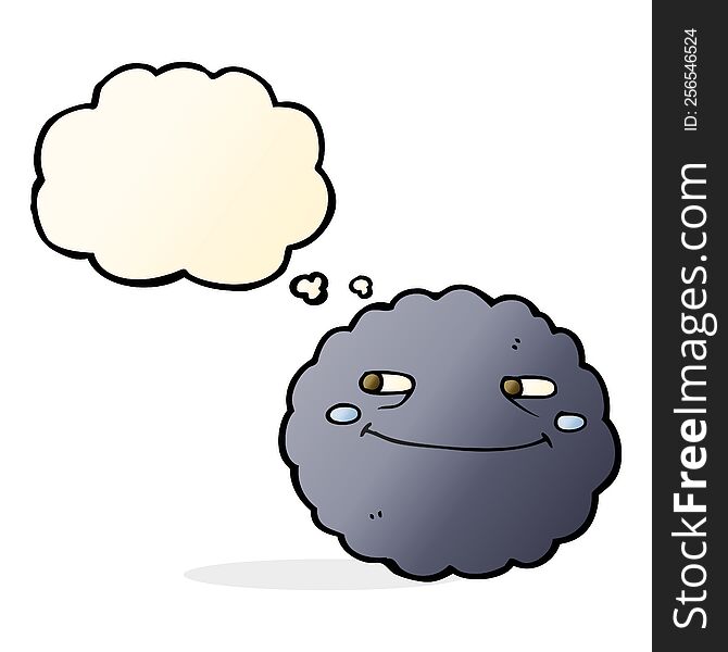 Cartoon Happy Rain Cloud With Thought Bubble