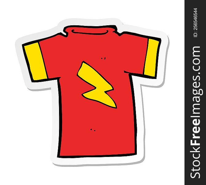 sticker of a cartoon t shirt with lightning bolt