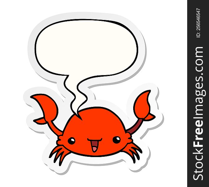 Cartoon Crab And Speech Bubble Sticker