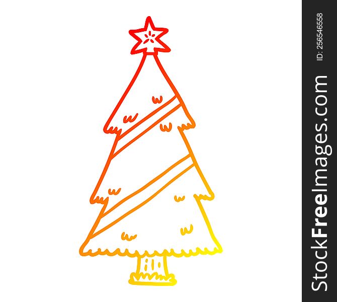 Warm Gradient Line Drawing Christmas Tree