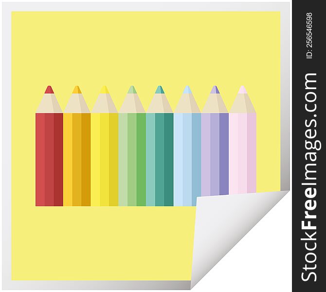 color pencils graphic vector illustration square sticker. color pencils graphic vector illustration square sticker