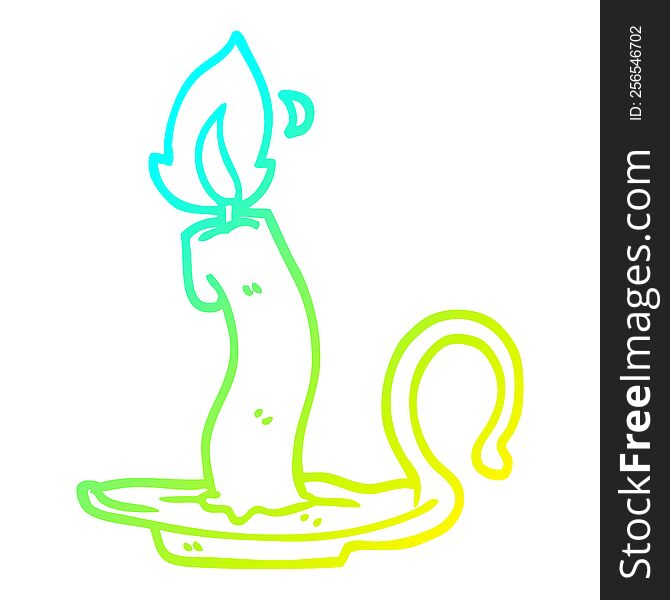 cold gradient line drawing of a cartoon burning candle