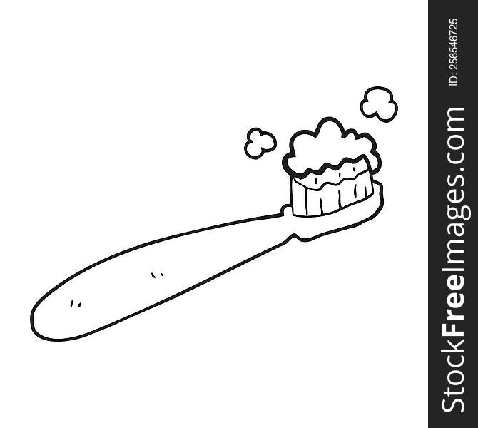 Black And White Cartoon Toothbrush