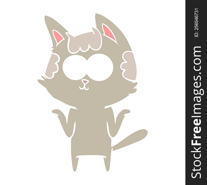 happy flat color style cartoon cat shrugging;shoulders