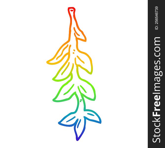 Rainbow Gradient Line Drawing Cartoon Plant