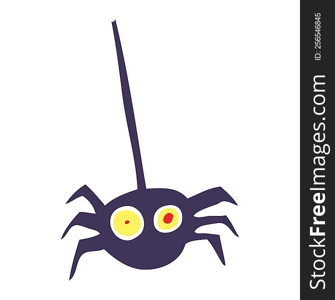 Flat Color Illustration Of A Cartoon Halloween Spider