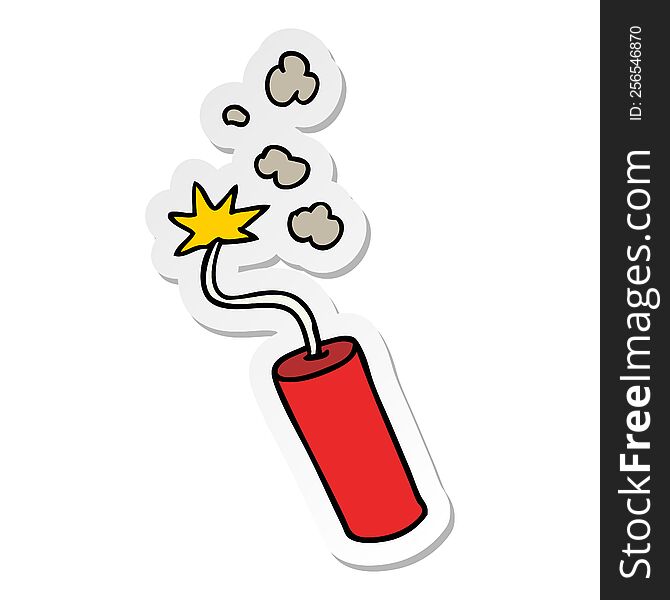 hand drawn sticker cartoon doodle of a lit dynamite stick