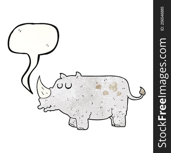 speech bubble textured cartoon rhino