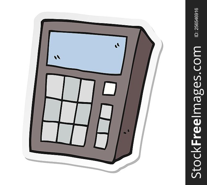 Sticker Of A Cartoon Calculator