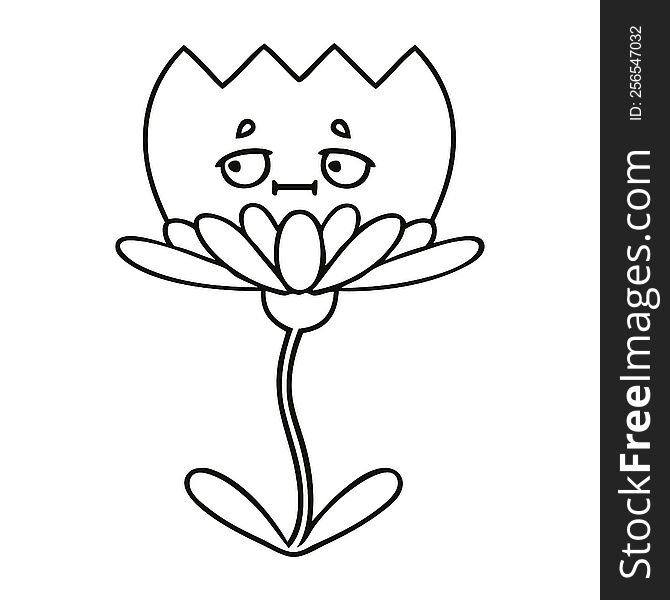 line drawing cartoon of a flower. line drawing cartoon of a flower