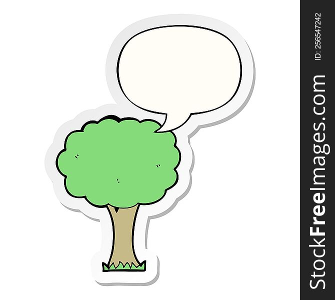 cartoon tree with speech bubble sticker. cartoon tree with speech bubble sticker