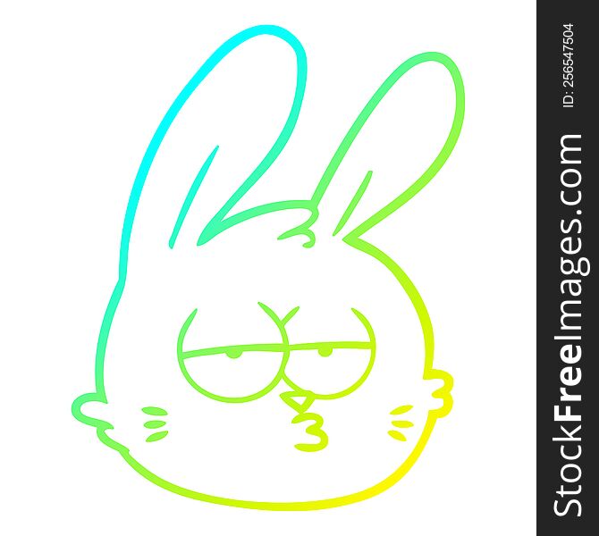 Cold Gradient Line Drawing Cartoon Jaded Rabbit Face