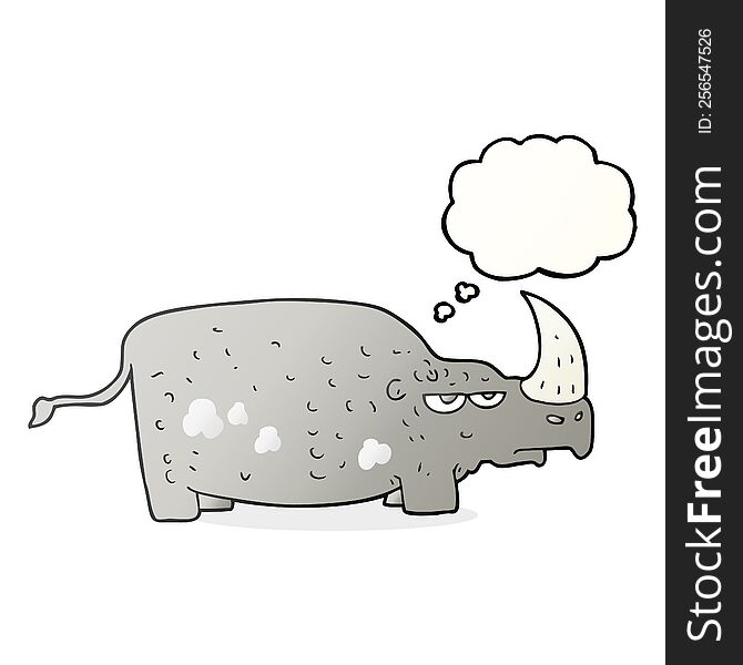 freehand drawn thought bubble cartoon rhino