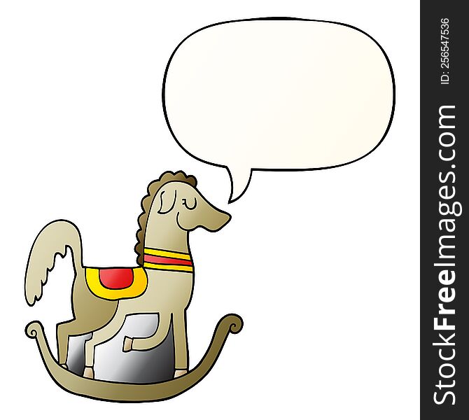 Cartoon Rocking Horse And Speech Bubble In Smooth Gradient Style