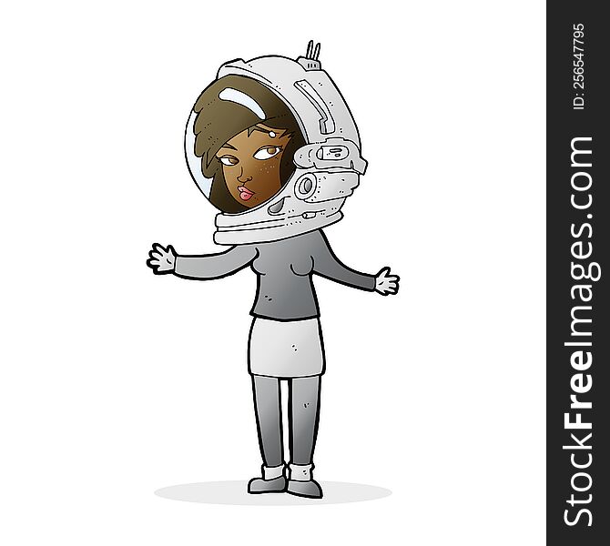 cartoon woman wearing astronaut helmet