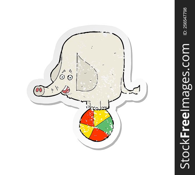 retro distressed sticker of a cartoon circus elephant