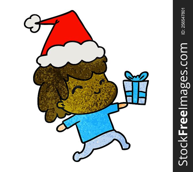 Christmas Textured Cartoon Of Kawaii Boy