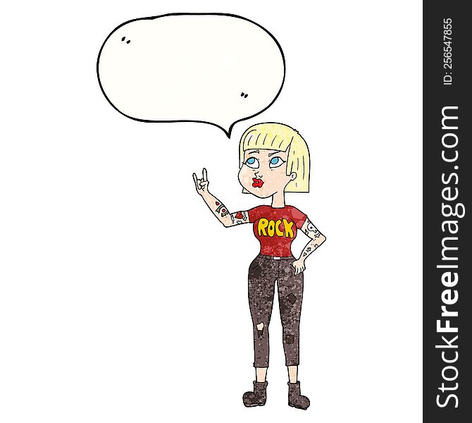 freehand speech bubble textured cartoon rock girl
