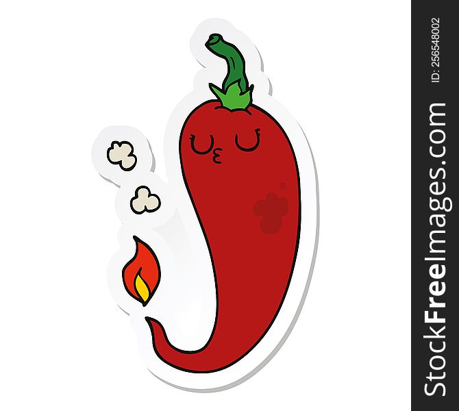 sticker of a cartoon hot chili pepper