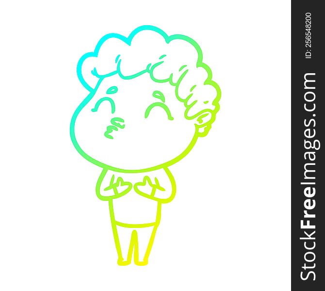 cold gradient line drawing of a cartoon man pouting