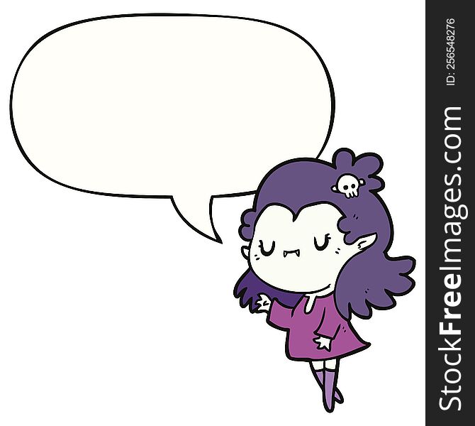 Cute Cartoon Vampire Girl And Speech Bubble