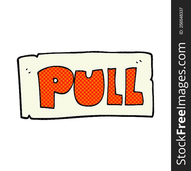 cartoon door pull sign