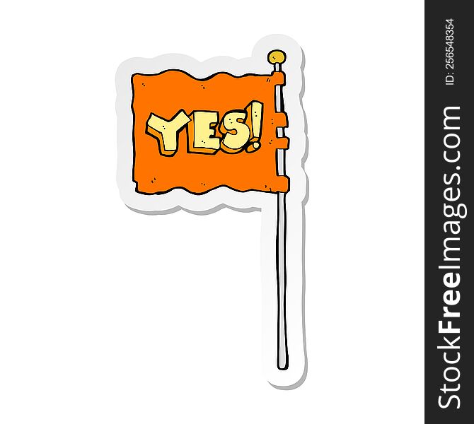 sticker of a cartoon yes flag