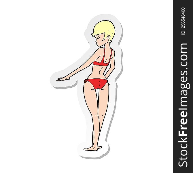 sticker of a cartoon bikini woman