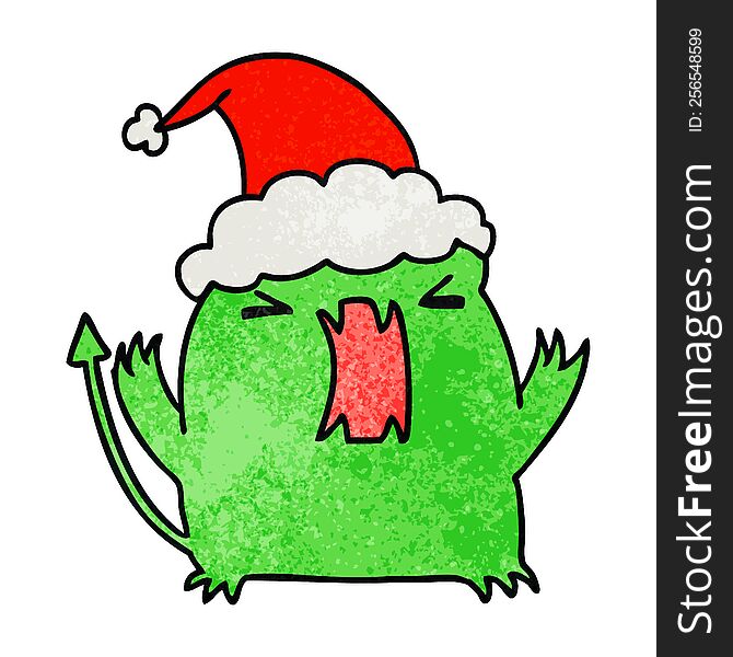 Christmas Textured Cartoon Of Kawaii Devil