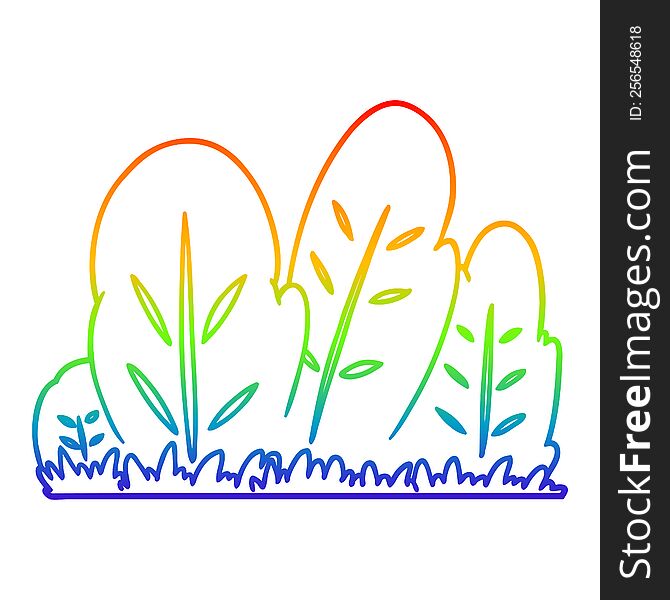 rainbow gradient line drawing of a cartoon hedge
