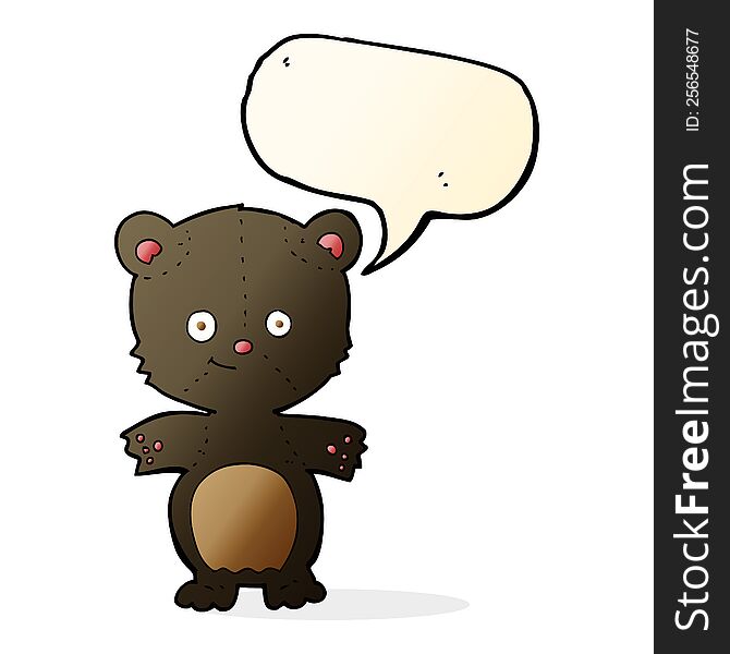 Cartoon Happy Black Bear With Speech Bubble