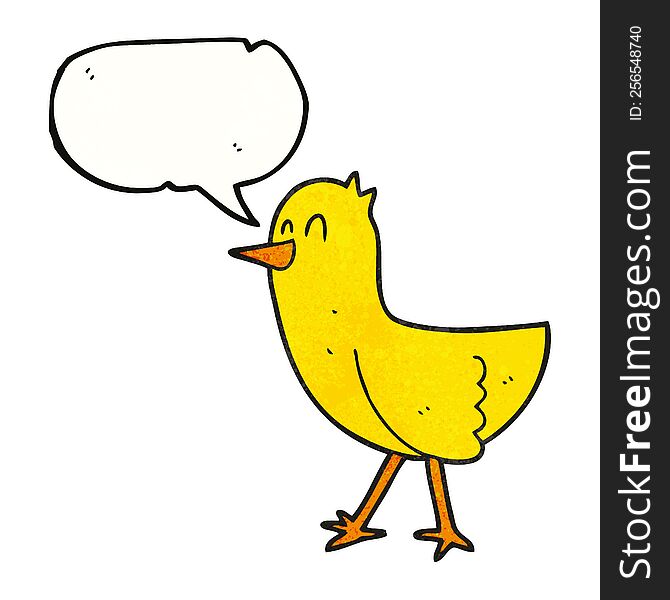 freehand speech bubble textured cartoon bird