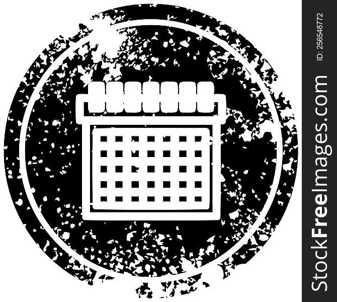 monthly calendar distressed icon symbol