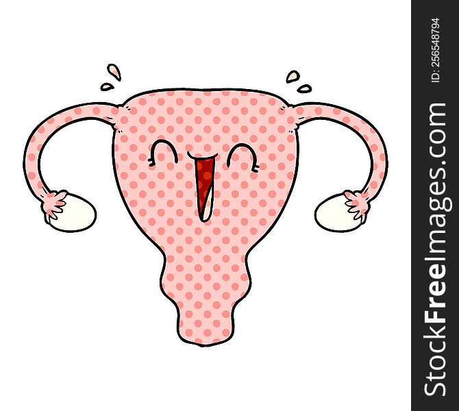 cartoon happy uterus. cartoon happy uterus