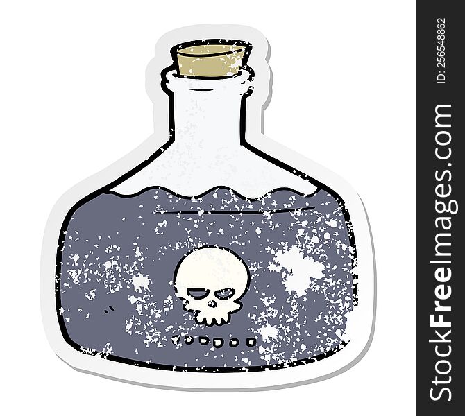 distressed sticker of a cartoon vial of assassin poison