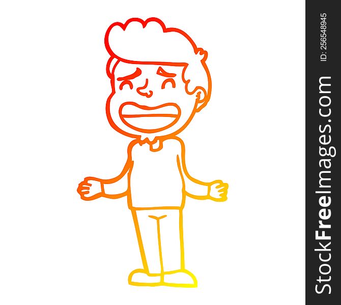Warm Gradient Line Drawing Cartoon Boy Shrugging