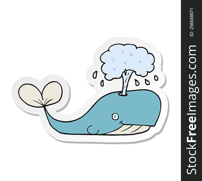 sticker of a cartoon whale spouting water