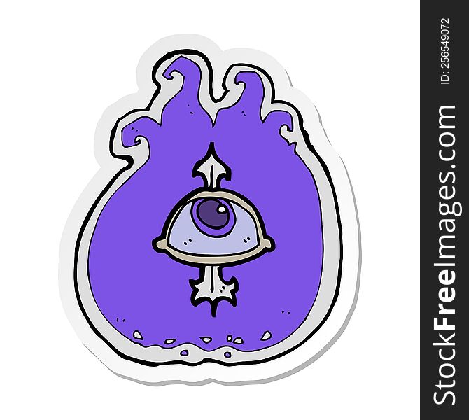 Sticker Of A Cartoon Flaming Eye Symbol