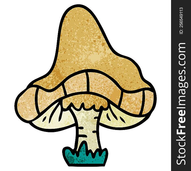 hand drawn textured cartoon doodle of a single mushroom