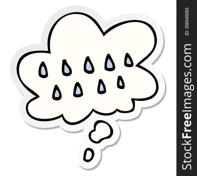 cartoon rain with thought bubble as a printed sticker