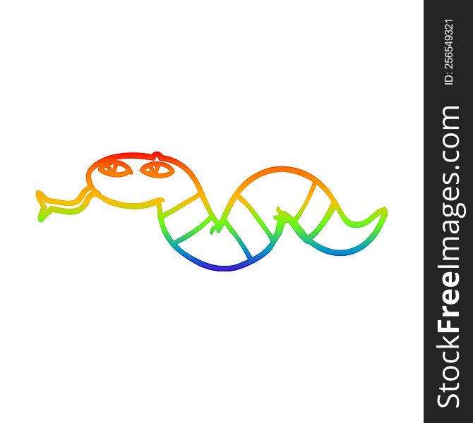 Rainbow Gradient Line Drawing Cartoon Snake