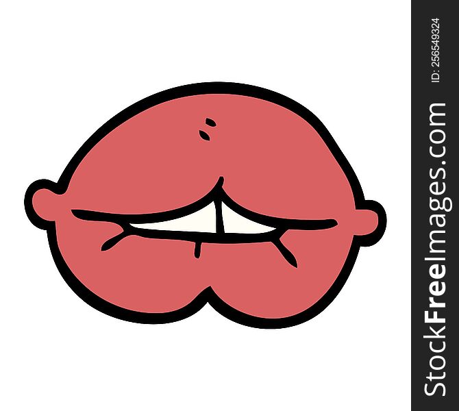 cartoon doodle mouth biting lower lip