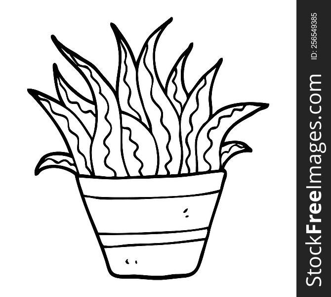 line drawing cartoon house plant