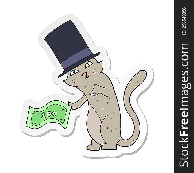 sticker of a cartoon rich cat