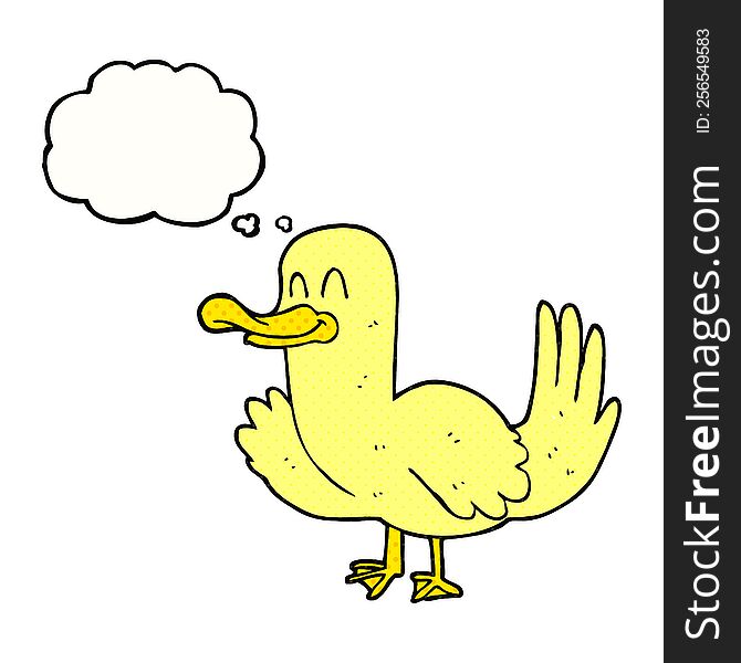 freehand drawn thought bubble cartoon duck